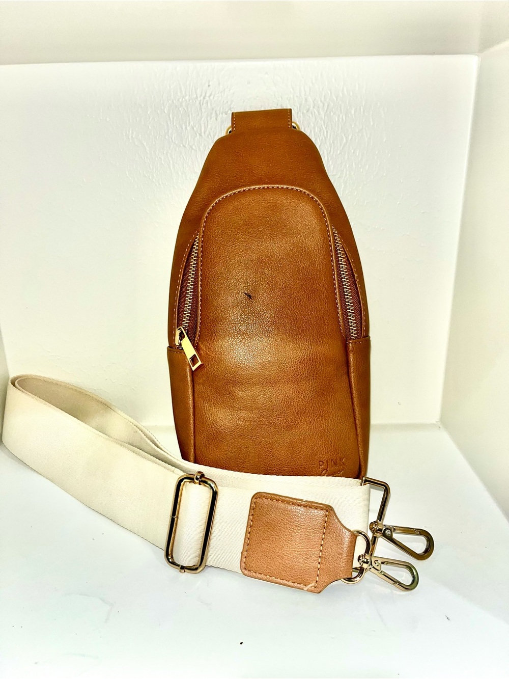 Light camel colored Leather Crossbody